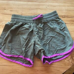 Columbia Athletic Shorts in Olive with Pink Accents